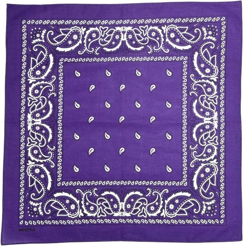 MD Style باندانا قطن 100% للرجال والنساء 22" × 22" بتصميم بايزلي - Image 3
